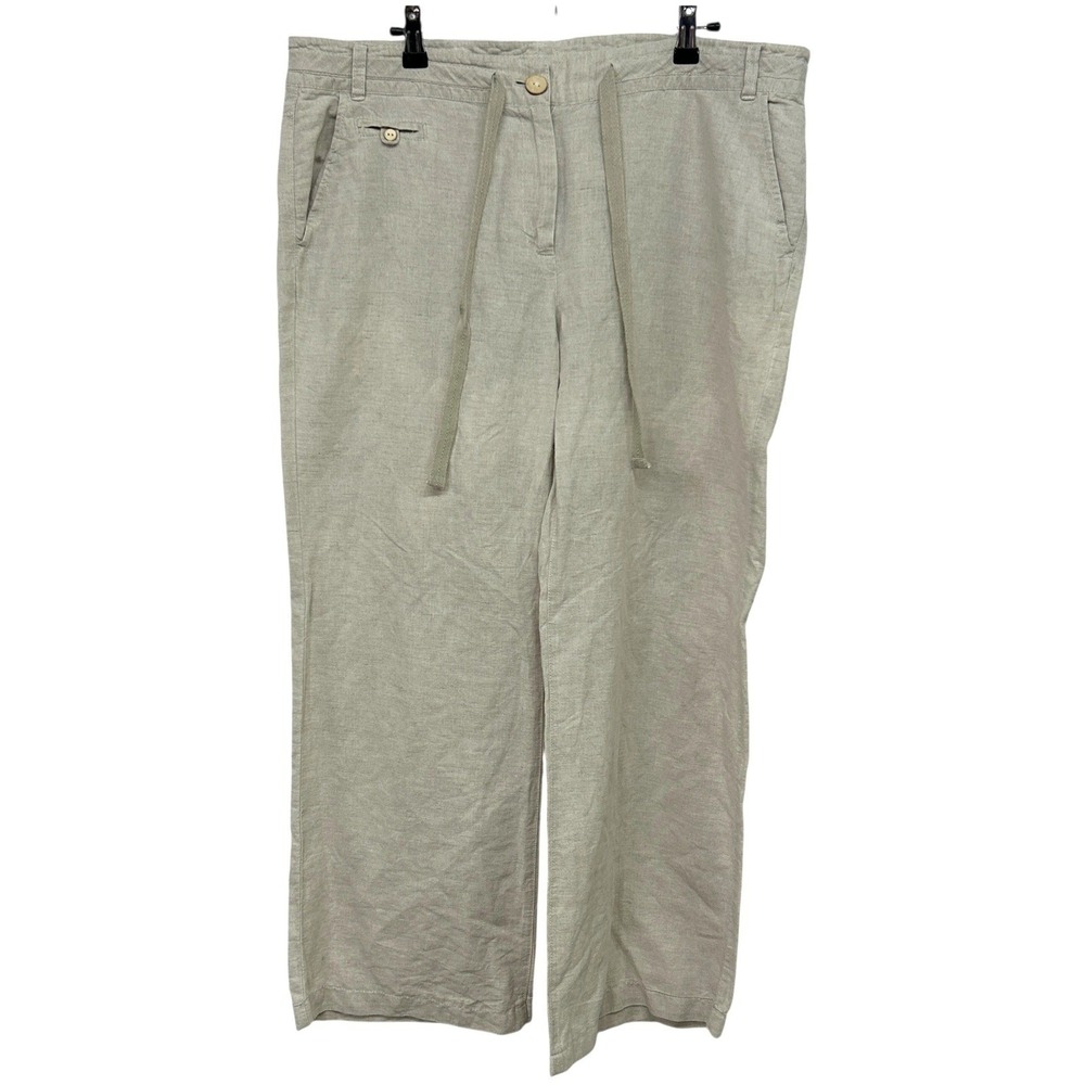 Linen‎ Wide Leg Drawstring Pants 14 Beige Minimalist Resort Coastal Casual